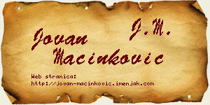 Jovan Mačinković vizit kartica